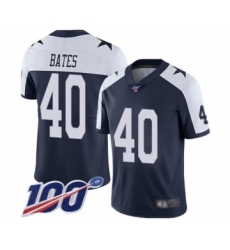 Men's Dallas Cowboys #40 Bill Bates Navy Blue Throwback Alternate Vapor Untouchable Limited Player 100th Season Football Jersey