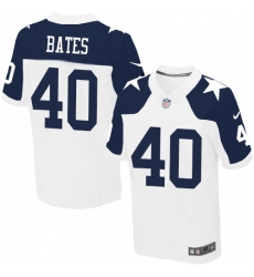 Men's Nike Dallas Cowboys #40 Bill Bates Elite White Throwback Alternate NFL Jersey