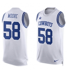 Men's Nike Dallas Cowboys #58 Damontre Moore Limited White Player Name & Number Tank Top NFL Jersey