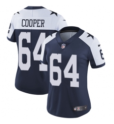 Women's Nike Dallas Cowboys #64 Jonathan Cooper Navy Blue Throwback Alternate Vapor Untouchable Limited Player NFL Jersey