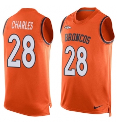 Men's Nike Denver Broncos #28 Jamaal Charles Limited Orange Player Name & Number Tank Top NFL Jersey