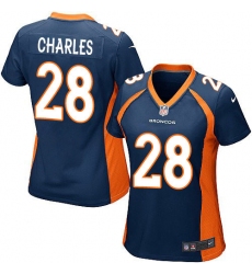 Women's Nike Denver Broncos #28 Jamaal Charles Game Navy Blue Alternate NFL Jersey