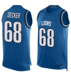 Men's Nike Detroit Lions #68 Taylor Decker Limited Light Blue Player Name & Number Tank Top NFL Jersey