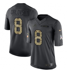 Men's Nike Detroit Lions #8 Dan Orlovsky Limited Black 2016 Salute to Service NFL Jersey