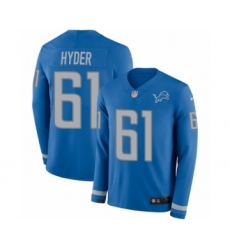 Youth Nike Detroit Lions #61 Kerry Hyder Limited Blue Therma Long Sleeve NFL Jersey