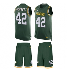 Men's Nike Green Bay Packers #42 Morgan Burnett Limited Green Tank Top Suit NFL Jersey