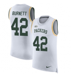Men's Nike Green Bay Packers #42 Morgan Burnett Limited White Rush Player Name & Number Tank Top NFL Jersey