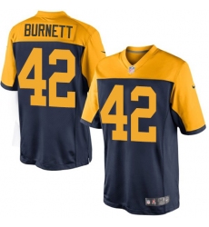 Youth Nike Green Bay Packers #42 Morgan Burnett Elite Navy Blue Alternate NFL Jersey