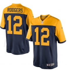 Youth Nike Green Bay Packers #12 Aaron Rodgers Elite Navy Blue Alternate NFL Jersey