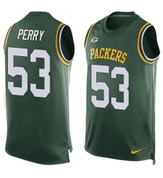 Men's Nike Green Bay Packers #53 Nick Perry Limited Green Player Name & Number Tank Top NFL Jersey