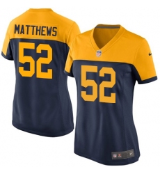 Women's Nike Green Bay Packers #52 Clay Matthews Elite Navy Blue Alternate NFL Jersey