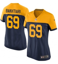 Women's Nike Green Bay Packers #69 David Bakhtiari Elite Navy Blue Alternate NFL Jersey