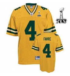 Reebok Green Bay Packers #4 Brett Favre Yellow 2011 Super Bowl XLV Authentic Throwback NFL Jersey