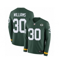 Men's Nike Green Bay Packers #30 Jamaal Williams Limited Green Therma Long Sleeve NFL Jersey