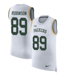 Men's Nike Green Bay Packers #89 Dave Robinson Limited White Rush Player Name & Number Tank Top NFL Jersey