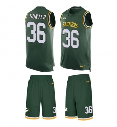 Men's Nike Green Bay Packers #36 LaDarius Gunter Limited Green Tank Top Suit NFL Jersey