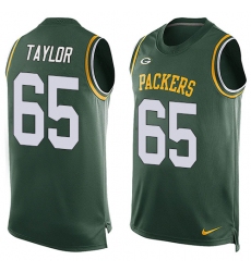 Men's Nike Green Bay Packers #65 Lane Taylor Limited Green Player Name & Number Tank Top NFL Jersey