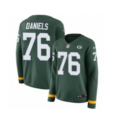 Women's Nike Green Bay Packers #76 Mike Daniels Limited Green Therma Long Sleeve NFL Jersey
