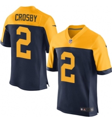 Men's Nike Green Bay Packers #2 Mason Crosby Elite Navy Blue Alternate NFL Jersey