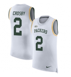 Men's Nike Green Bay Packers #2 Mason Crosby Limited White Rush Player Name & Number Tank Top NFL Jersey