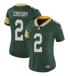 Women's Nike Green Bay Packers #2 Mason Crosby Elite Green Team Color NFL Jersey
