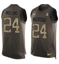 Men's Nike Green Bay Packers #24 Quinten Rollins Limited Green Salute to Service Tank Top NFL Jersey