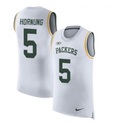 Men's Nike Green Bay Packers #5 Paul Hornung Limited White Rush Player Name & Number Tank Top NFL Jersey