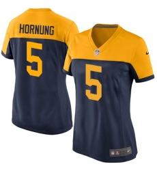 Women's Nike Green Bay Packers #5 Paul Hornung Elite Navy Blue Alternate NFL Jersey