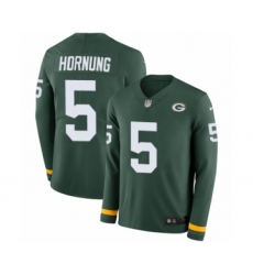 Youth Nike Green Bay Packers #5 Paul Hornung Limited Green Therma Long Sleeve NFL Jersey