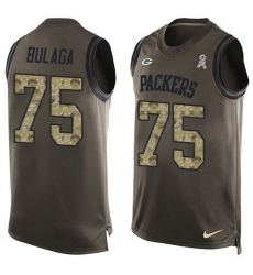 Men's Nike Green Bay Packers #75 Bryan Bulaga Limited Green Salute to Service Tank Top NFL Jersey