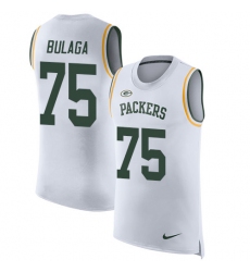 Men's Nike Green Bay Packers #75 Bryan Bulaga Limited White Rush Player Name & Number Tank Top NFL Jersey