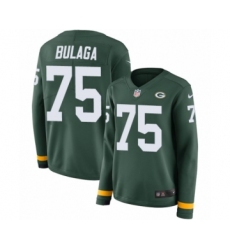 Women's Nike Green Bay Packers #75 Bryan Bulaga Limited Green Therma Long Sleeve NFL Jersey