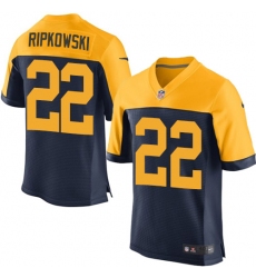 Men's Nike Green Bay Packers #22 Aaron Ripkowski Elite Navy Blue Alternate NFL Jersey