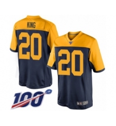 Men's Green Bay Packers #20 Kevin King Limited Navy Blue Alternate 100th Season Football Jersey