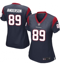 Women's Nike Houston Texans #89 Stephen Anderson Game Navy Blue Team Color NFL Jersey