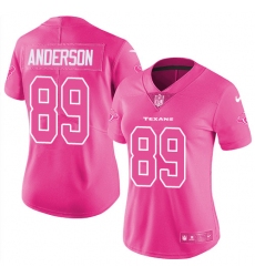 Women's Nike Houston Texans #89 Stephen Anderson Limited Pink Rush Fashion NFL Jersey