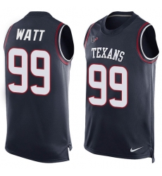 Men's Nike Houston Texans #99 J.J. Watt Limited Navy Blue Player Name & Number Tank Top NFL Jersey