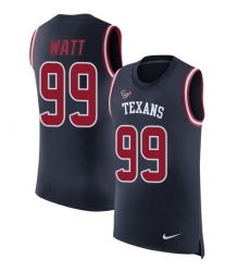 Men's Nike Houston Texans #99 J.J. Watt Limited Navy Blue Rush Player Name & Number Tank Top NFL Jersey
