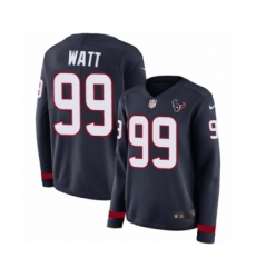 Women's Nike Houston Texans #99 J.J. Watt Limited Navy Blue Therma Long Sleeve NFL Jersey