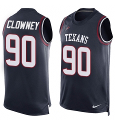 Men's Nike Houston Texans #90 Jadeveon Clowney Limited Navy Blue Player Name & Number Tank Top NFL Jersey