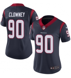 Women's Nike Houston Texans #90 Jadeveon Clowney Elite Navy Blue Team Color NFL Jersey