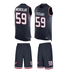Men's Nike Houston Texans #59 Whitney Mercilus Limited Navy Blue Tank Top Suit NFL Jersey