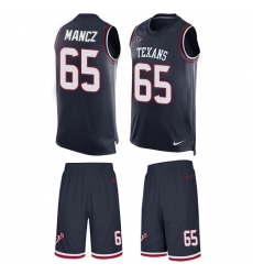 Men's Nike Houston Texans #65 Greg Mancz Limited Navy Blue Tank Top Suit NFL Jersey