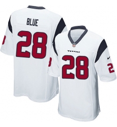Men's Nike Houston Texans #28 Alfred Blue Game White NFL Jersey