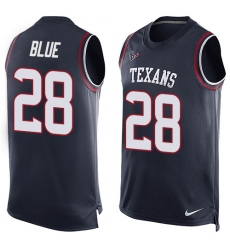 Men's Nike Houston Texans #28 Alfred Blue Limited Navy Blue Player Name & Number Tank Top NFL Jersey