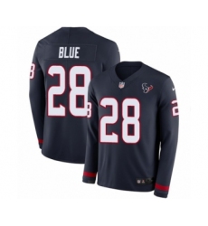 Youth Nike Houston Texans #28 Alfred Blue Limited Navy Blue Therma Long Sleeve NFL Jersey