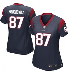Women's Nike Houston Texans #87 C.J. Fiedorowicz Game Navy Blue Team Color NFL Jersey