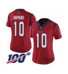 Women's Nike Houston Texans #10 DeAndre Hopkins Red Alternate Vapor Untouchable Limited Player 100th Season NFL Jersey