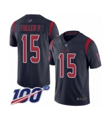 Men's Houston Texans #15 Will Fuller V Limited Navy Blue Rush Vapor Untouchable 100th Season Football Jersey