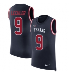 Men's Nike Houston Texans #9 Shane Lechler Limited Navy Blue Rush Player Name & Number Tank Top NFL Jersey